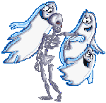 Skeleton and Two Ghosts